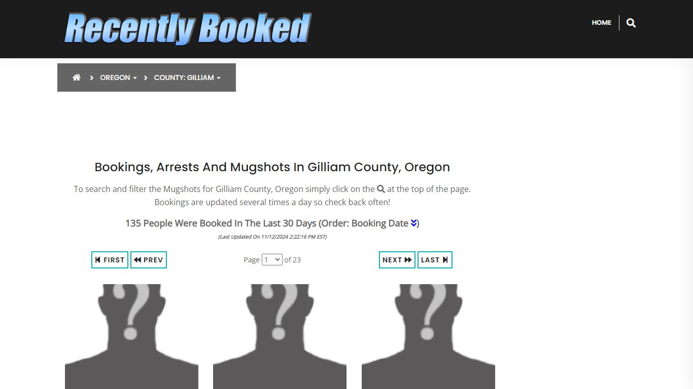 Bookings, Arrests and Mugshots in Gilliam County, Oregon - Recently Booked