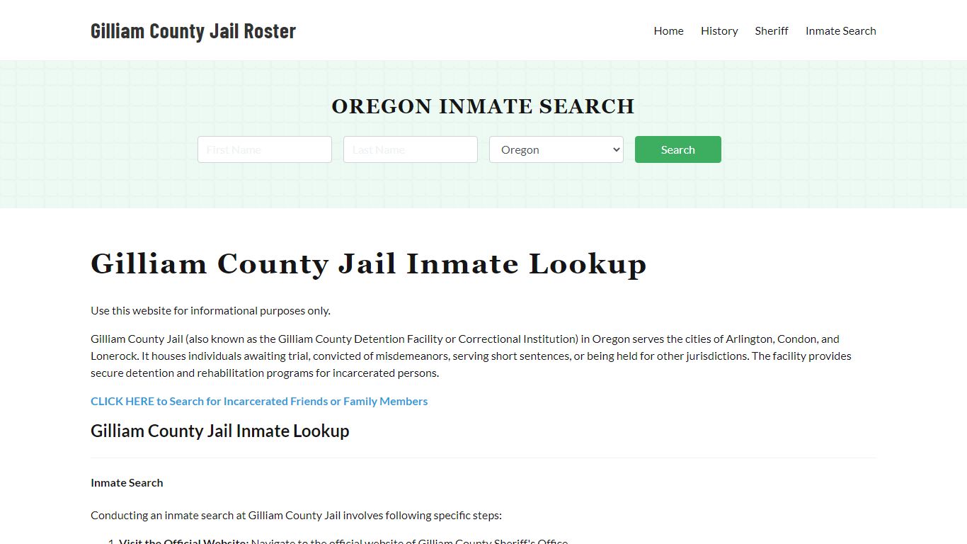 Gilliam County Jail Roster Lookup, OR, Inmate Search