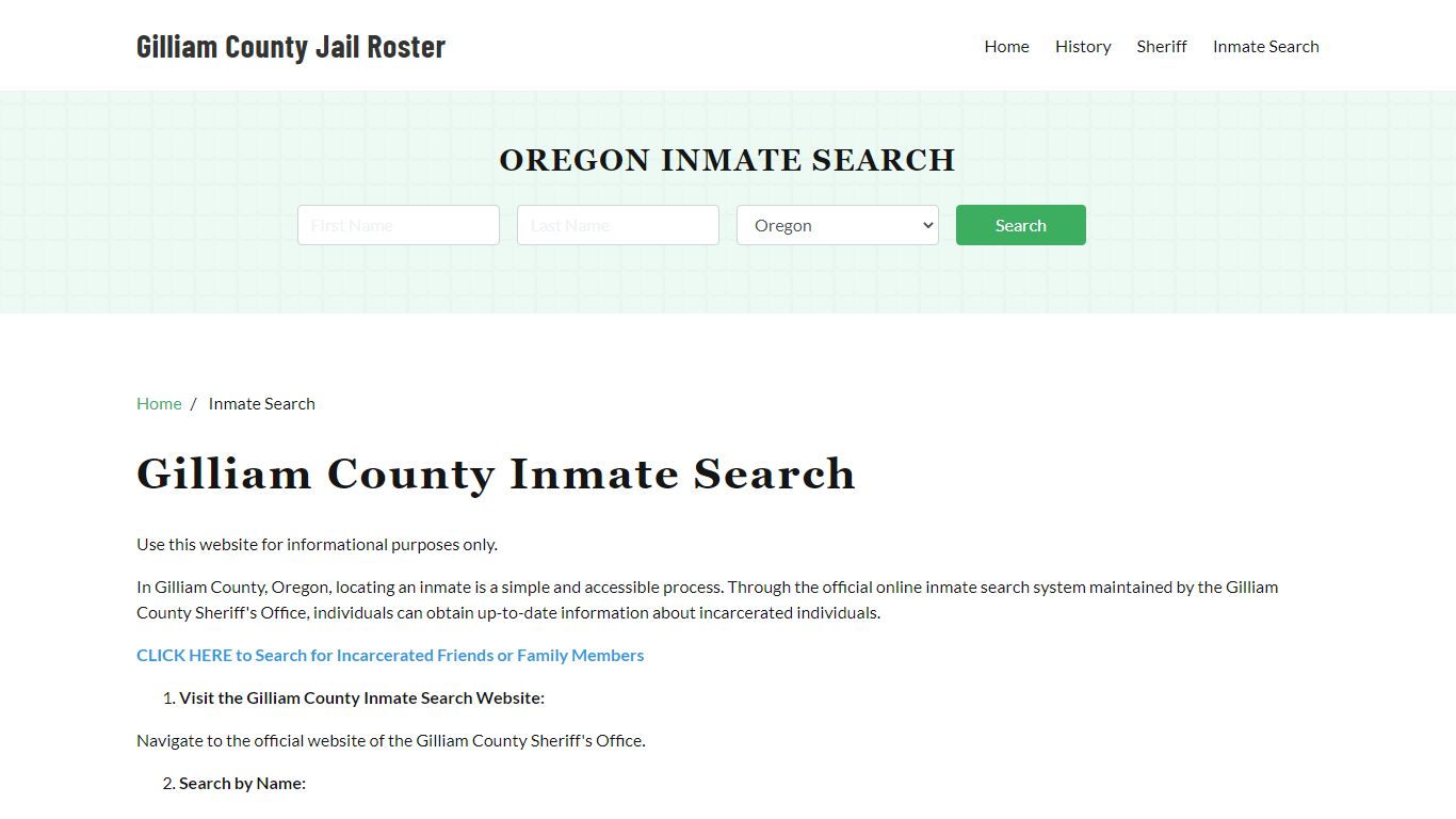 Gilliam County, OR Detainee Lookup